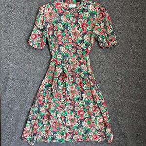 UNTUCKit Floral Midi Dress - Red, Green, White Sz 8